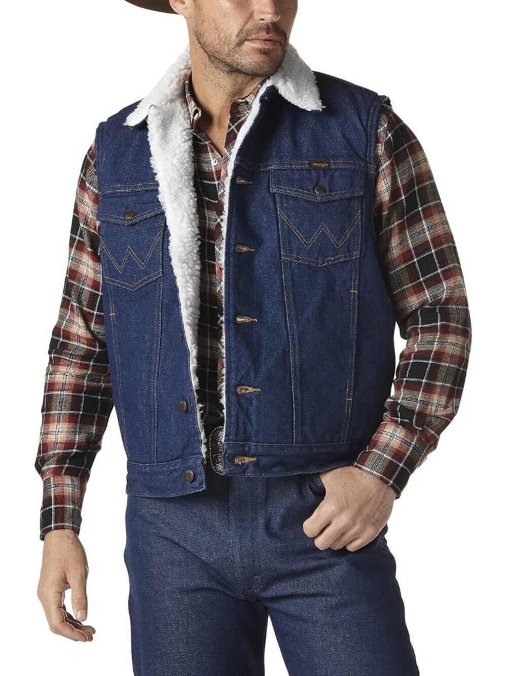 Sherpa Lined Denim Vest